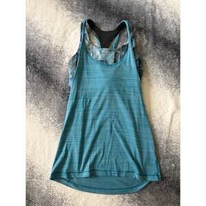 Lululemon Twist and Toil Tank Sports Bra Teal Blue Sun Daze Size 4 Small